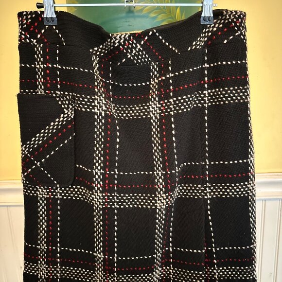Ann Taylor Loft Black Plaid Wool-Blend Skirt Size 12 - Picture 1 of 6